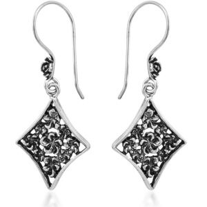 FLORAL Design Earrings Sterling Silver 925 NWTS